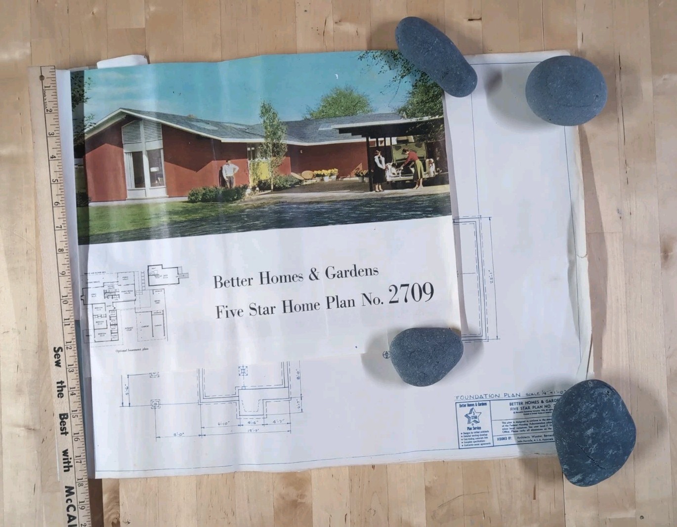 Vtg. 1956 Better Homes & Gardens Blueprint Five Star Home Plan #2709