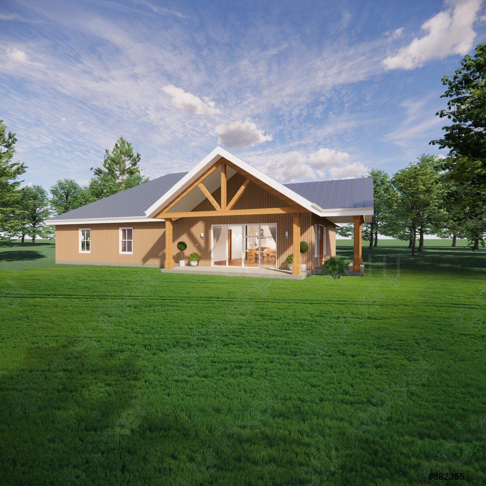 Ozark Compact Homestead Barndominium House Plan Design 65 x 40 – 2 Bed 1.5 Bath