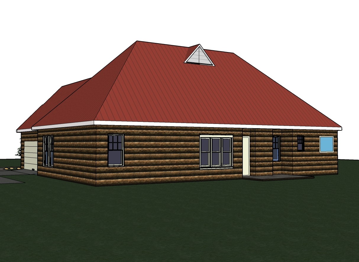 Amanda 1706G-4 log Home, House plan 3 bed room, 2 bath split plan in PDF