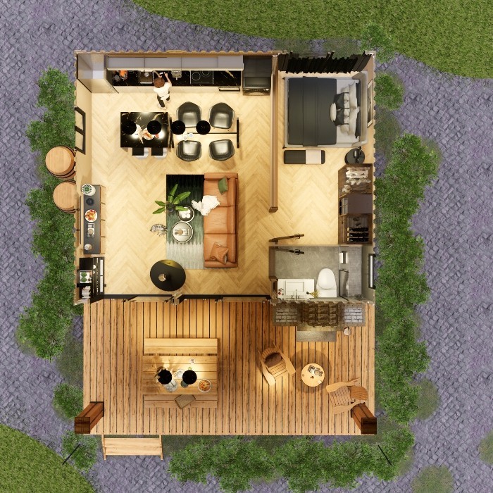 Container house plans – 1 bedroom – 1 bathroom – Digital PDF File
