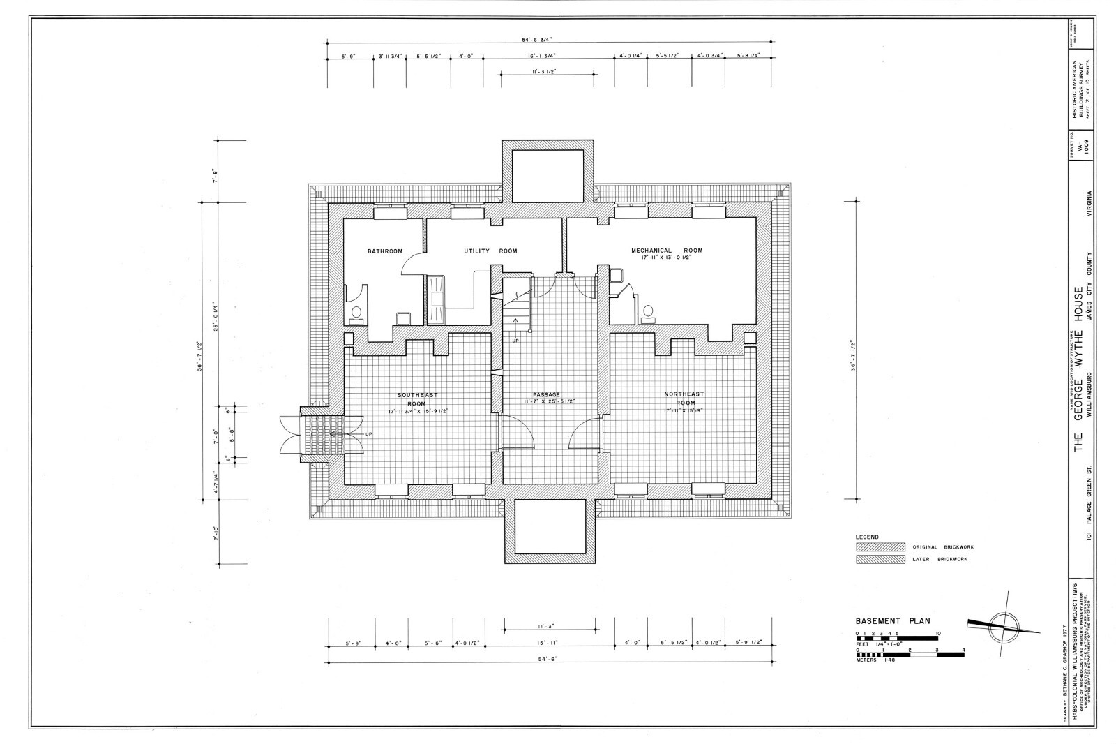 Traditional Brick House, Colonial Williamsburg architectural PRINTED PLANS