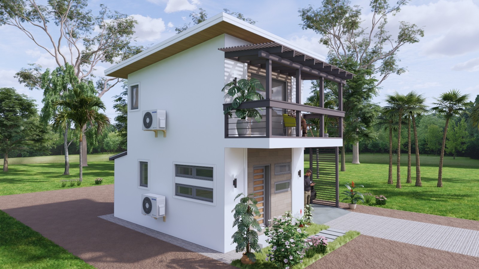 14×17 Feet Loft House Plan 4×5 Meter 1 Bed 1.5 Bath Shed Roof PDF & A4 Hard Copy