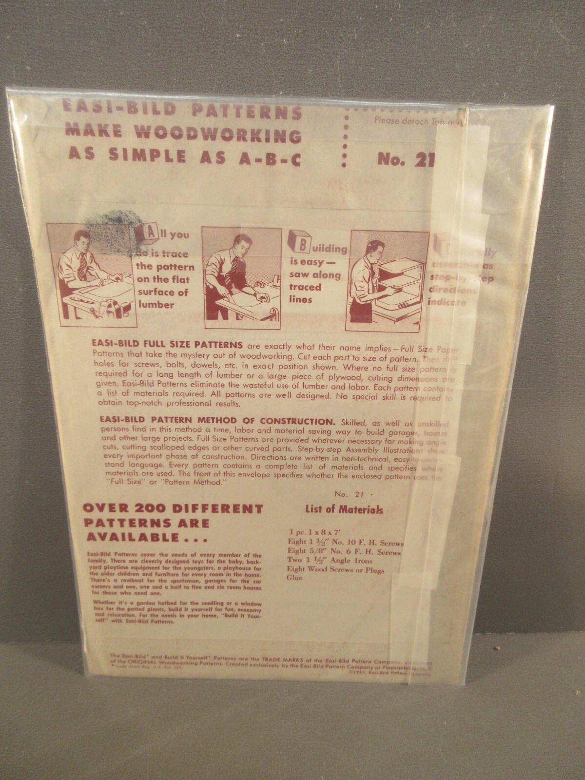 1951 Easi-Bild No 21 Hanging Book Shelf Build It Yourself Plans