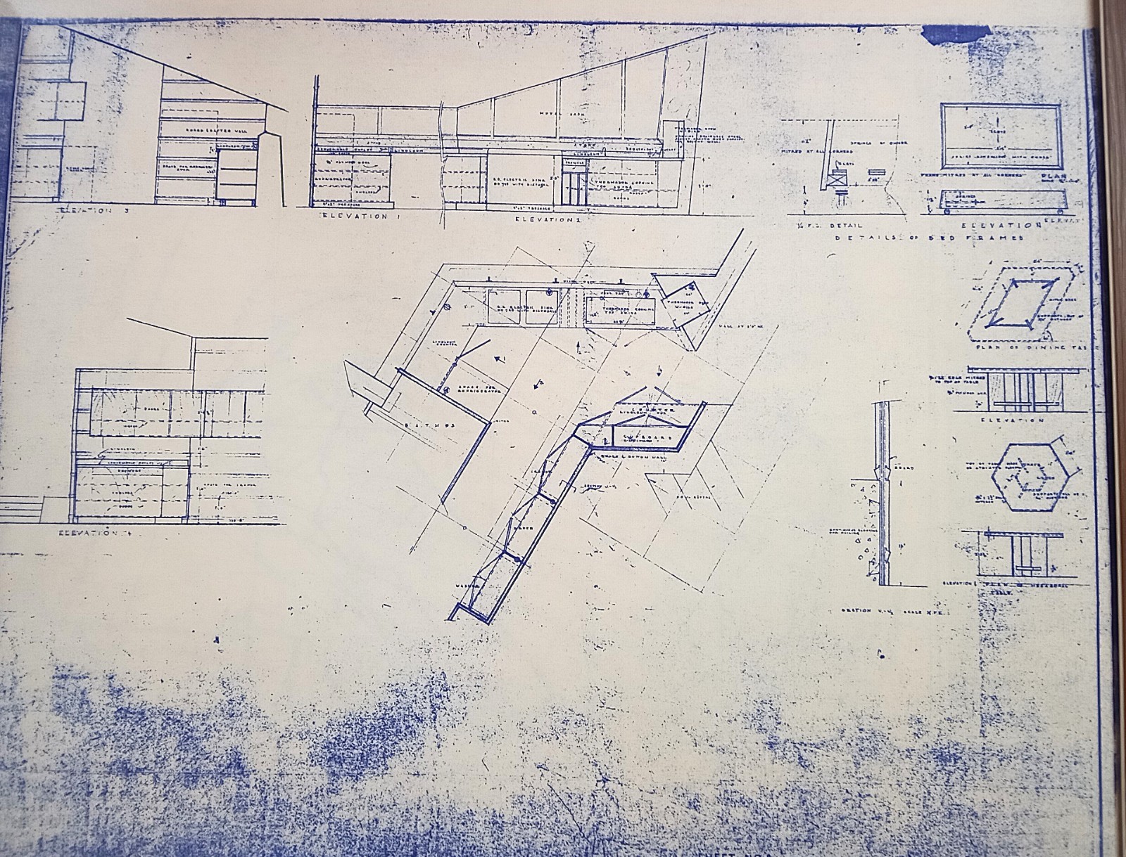 FRANK LLOYD WRIGHT: BLUELINE PLANS FOR HENRY J. NEILS RESIDENCE.