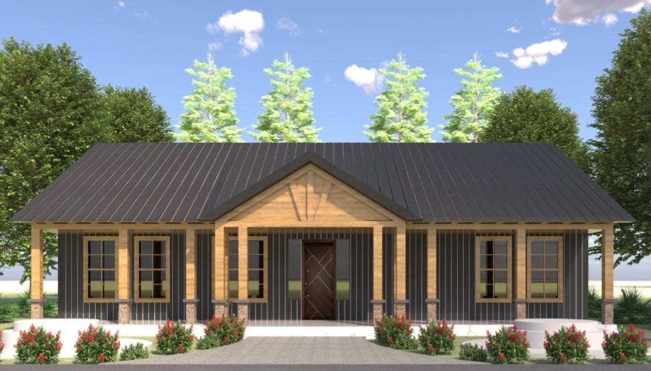 Cottage Small House Plan 3 Bedroom 2.5 Bath 1 Kitchen With Dining, Living Room