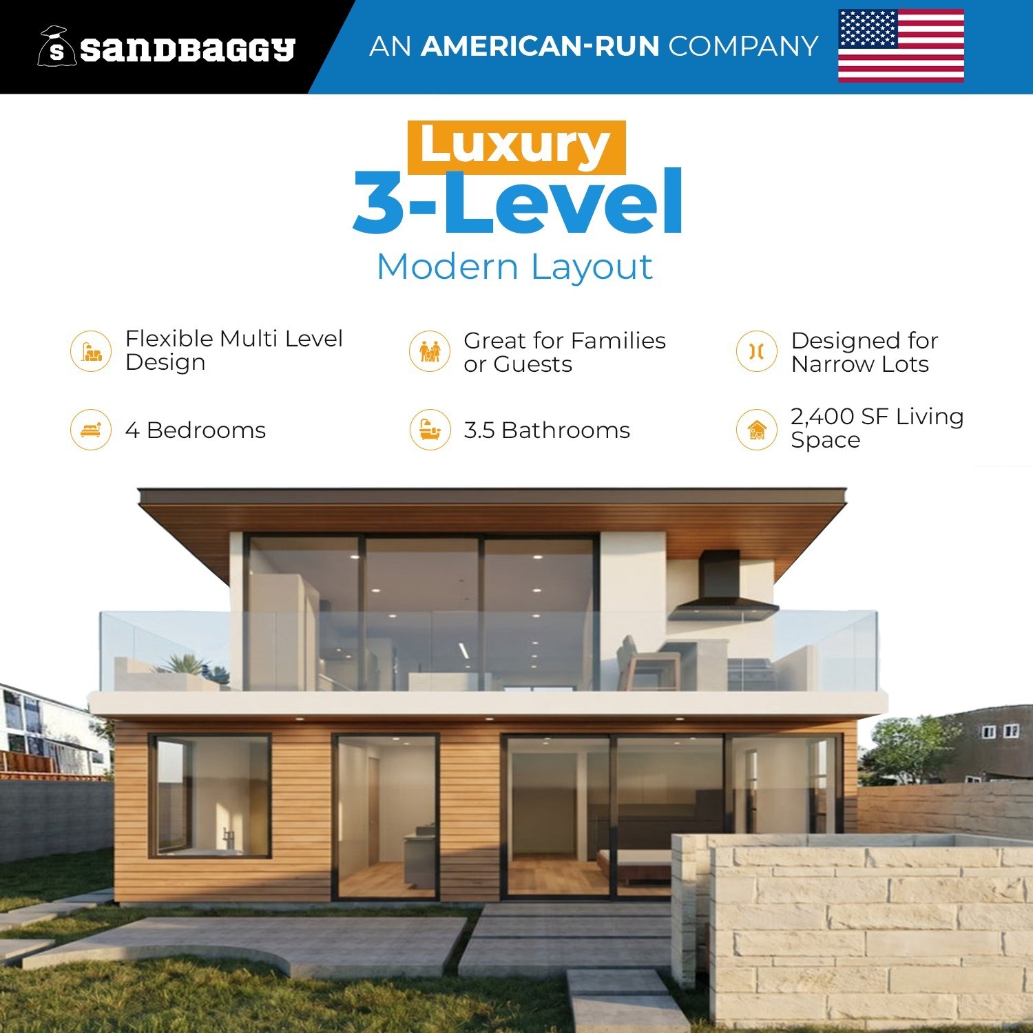 The Vista — Luxury Modern Contemporary Hillside House Plan – Sandbaggy