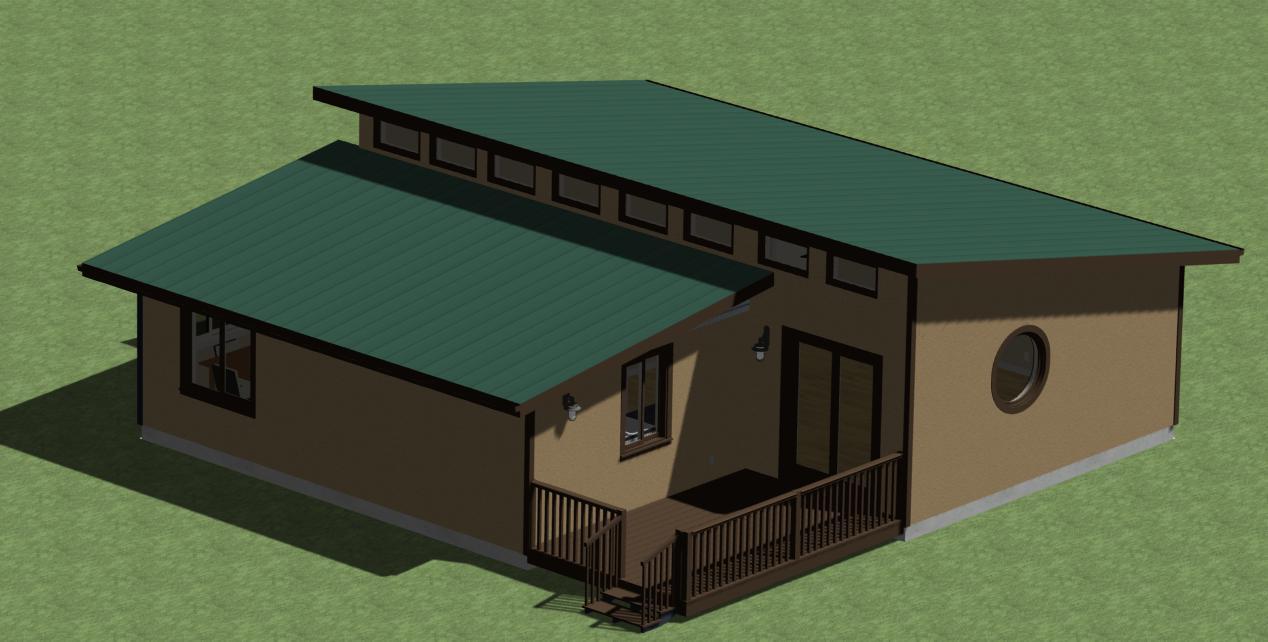 Modern Style House Plans 900 sq. ft. one bedroom, kitchen, dining, living area.*