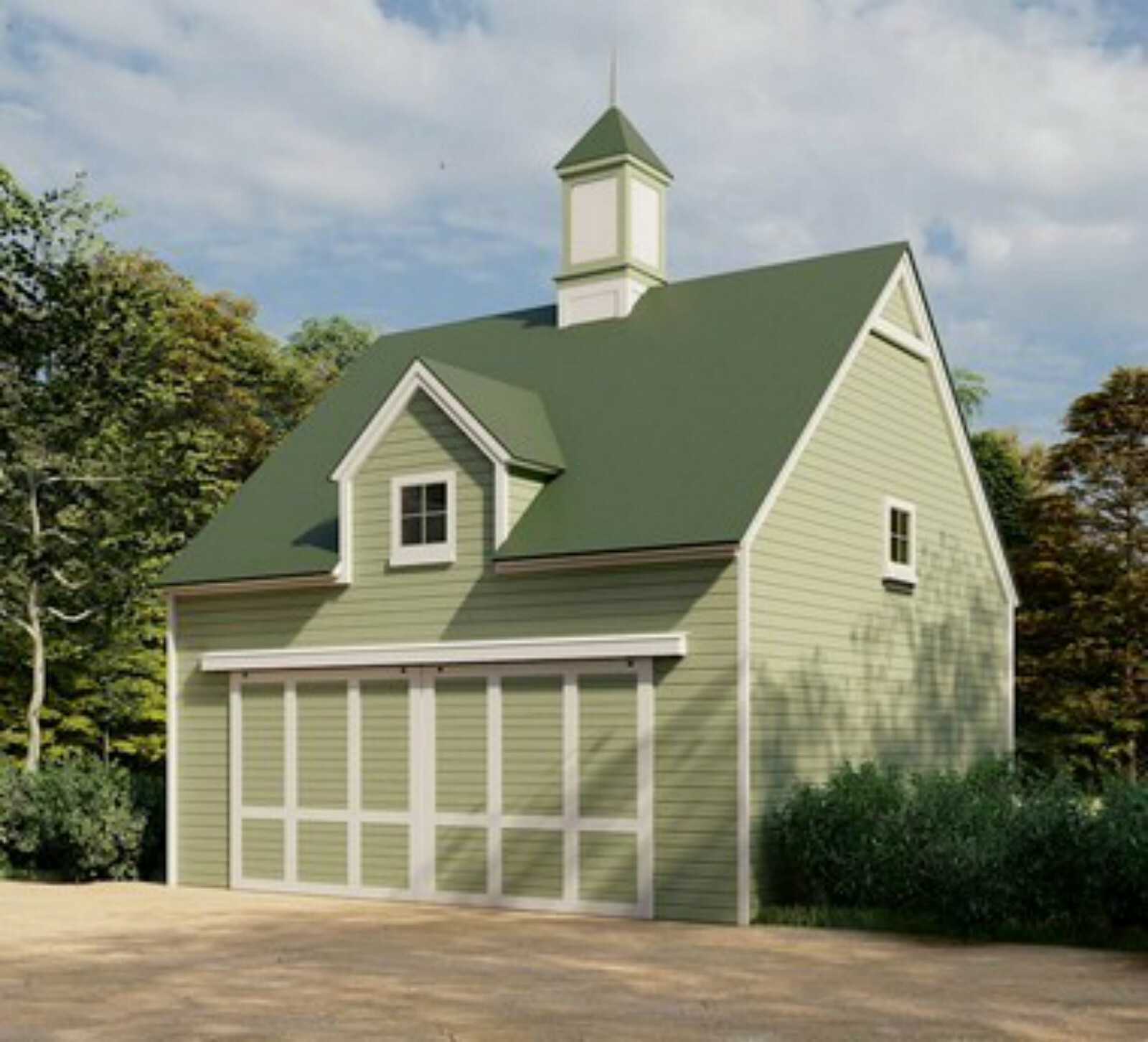 2, 3 or 4 Bay Coach House Plans with Lofts – 3 Sets of Bethany Plans (eB-420×3)
