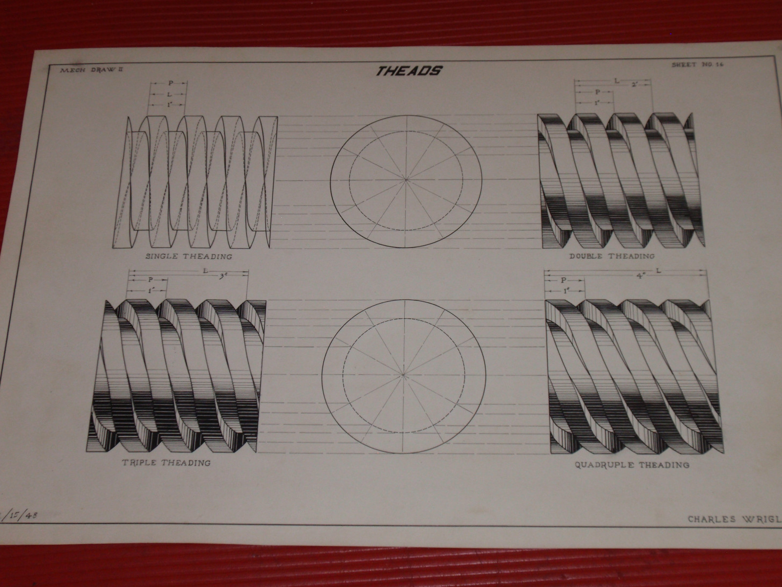 VINTAGE ORIGINAL ARCHITECTURAL/MECHANICAL DRAWINGS 1940’S C. WRIGLEY 21 X 14