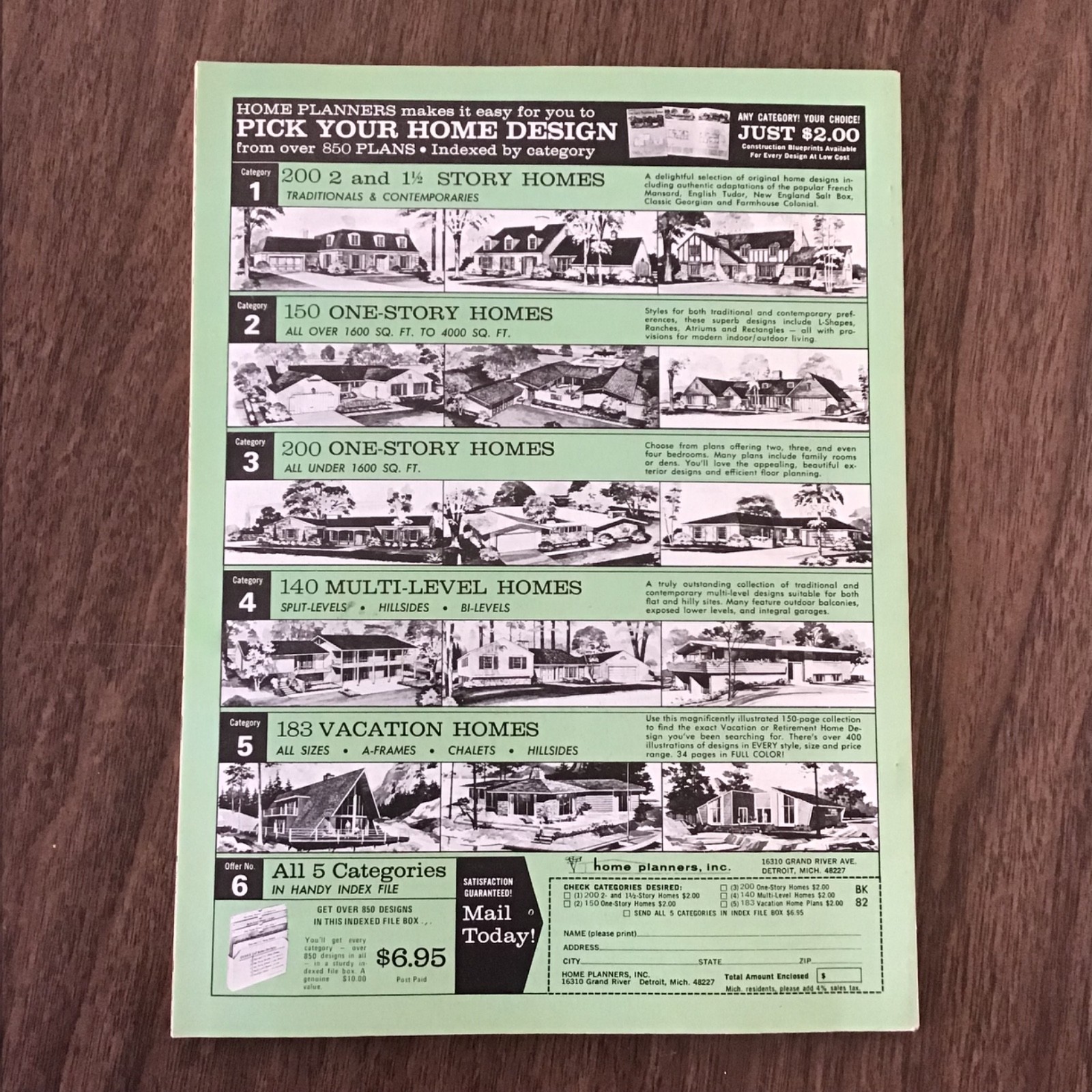 1972 vtg MCM Contemporary Home Plans 110 HOUSE Floor Plans Book SEE INDEX