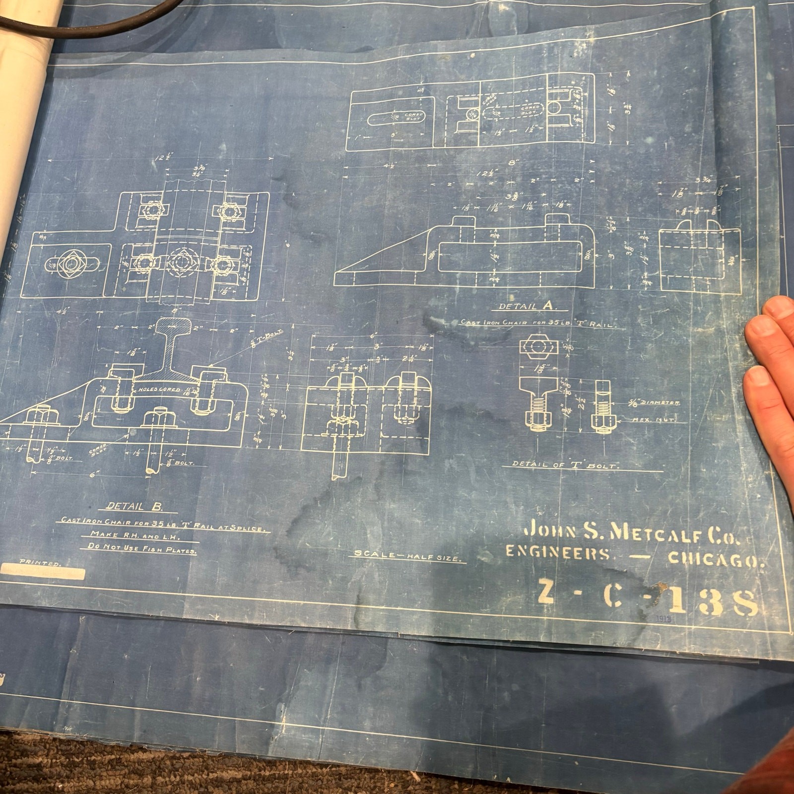 Vtg 1918 AT&SF Santa Fe Building Blueprints Railroad Memorabilia Kansas ~16 pgs