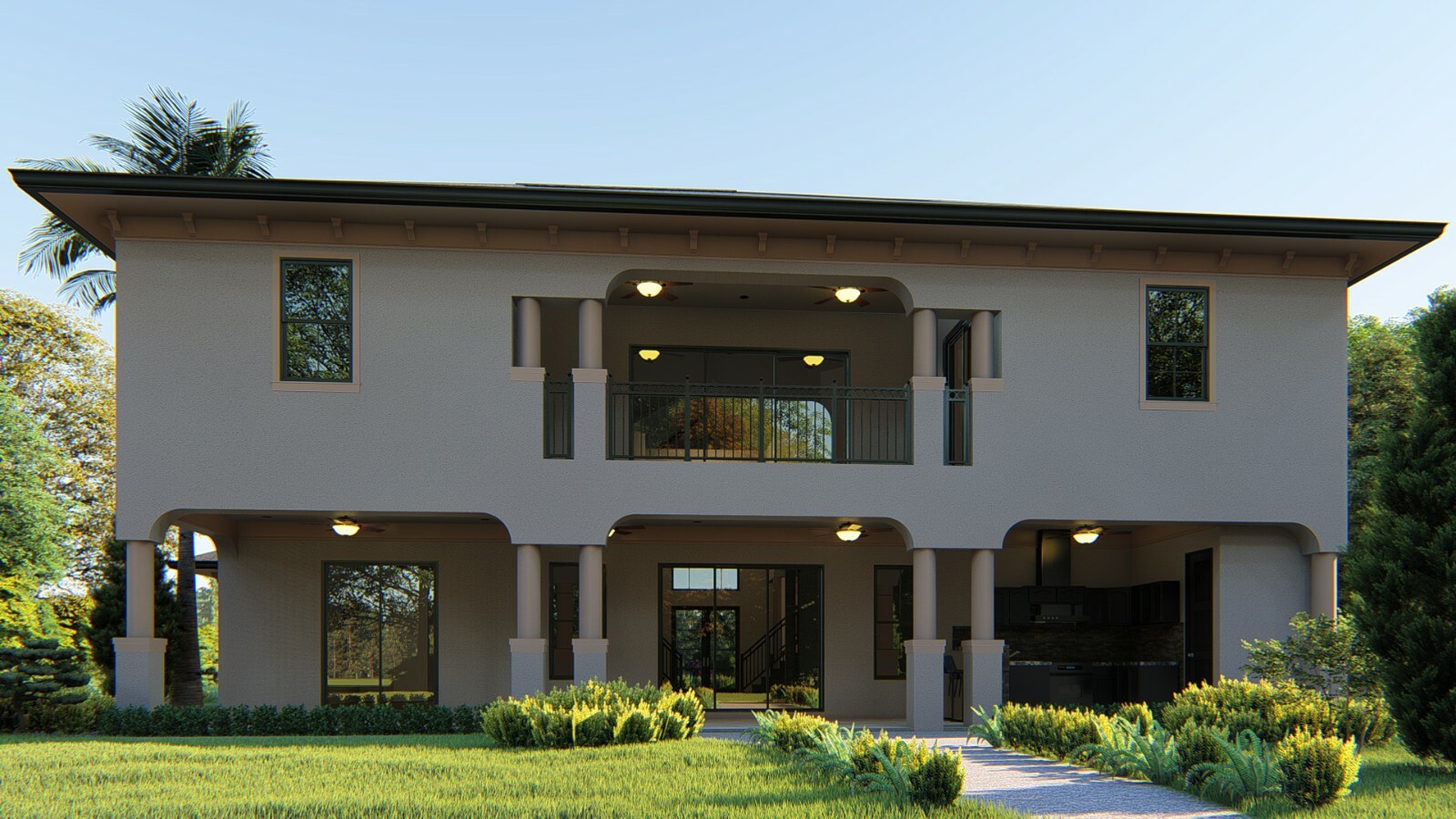 CADFILE BLUEPRINTS MEDITERRANEAN TWO STORY HOUSE PLAN ARCHUP #105M