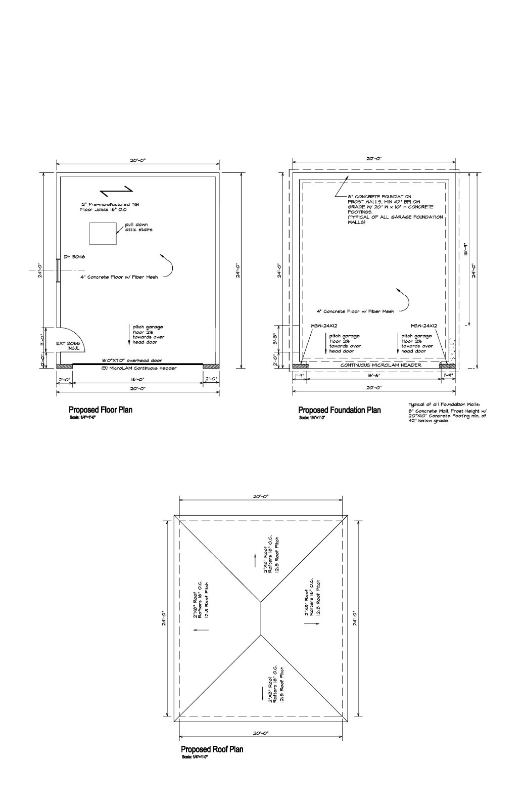 20’X24′- 24’X20′ TWO CAR GARAGE PLANS GABLE DORM ROOF GARAGE PLAN 19-2024GBL-7A