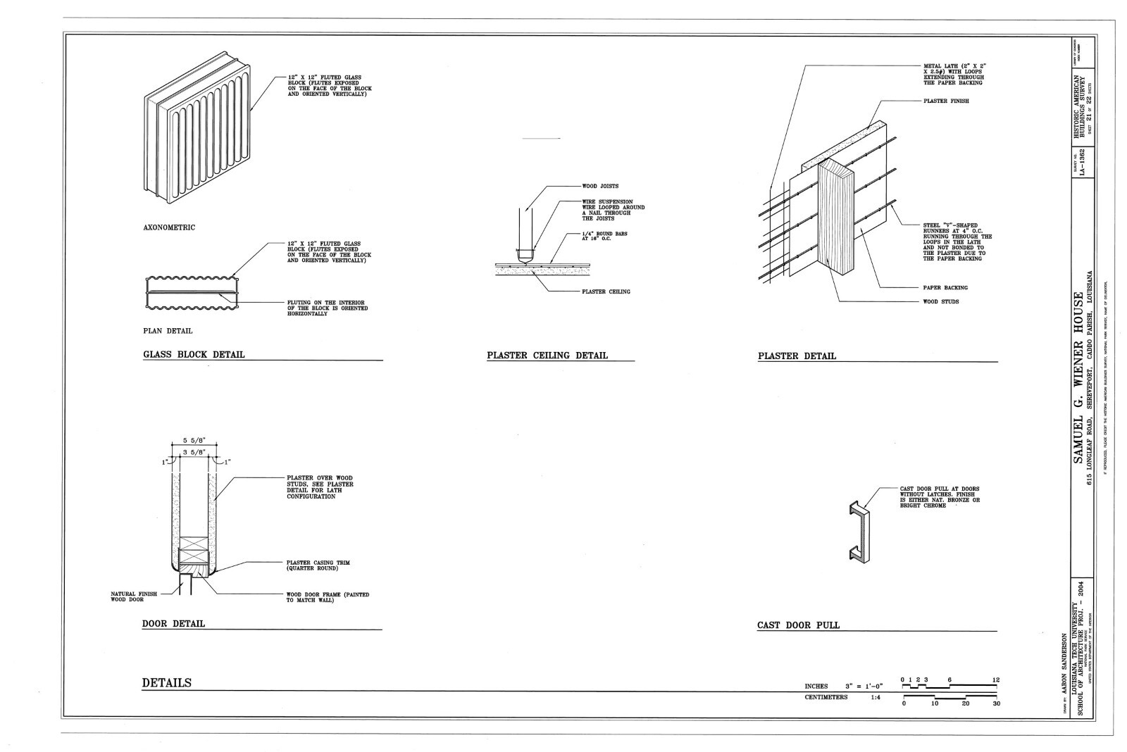 Mid-Century Modern home, stucco brick glass block, architectural PRINTED plans