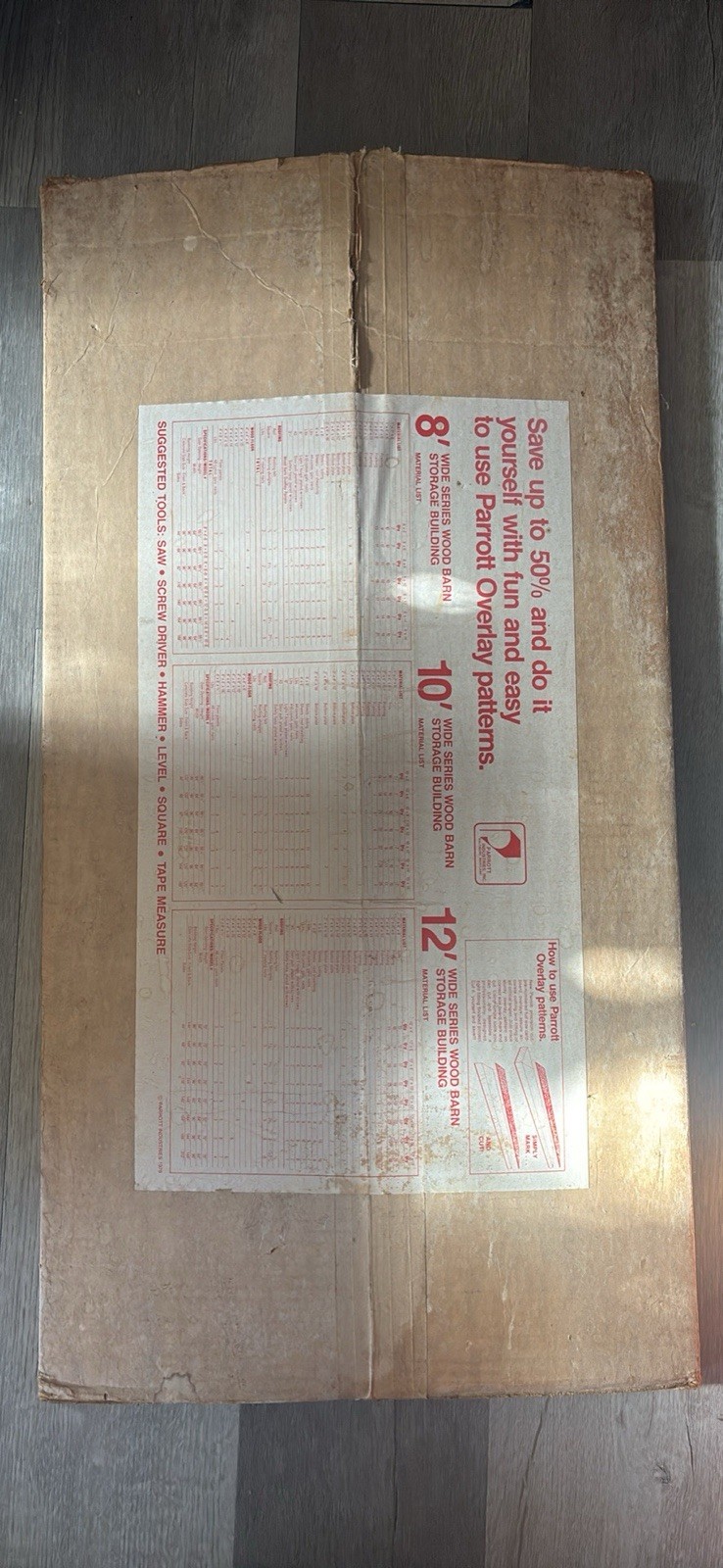 Parrott Industries Vintage Sealed Complete In Box 12ft Barn Kit *BLUEPRINTS*