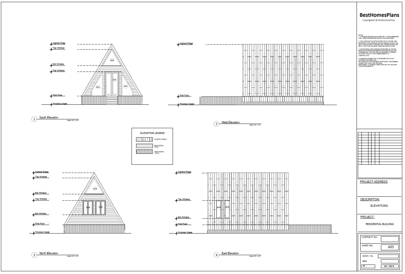 20’x42 1 Bed, 1 Bath Modern A-Frame Cabin Architectural Build Plans PDF.