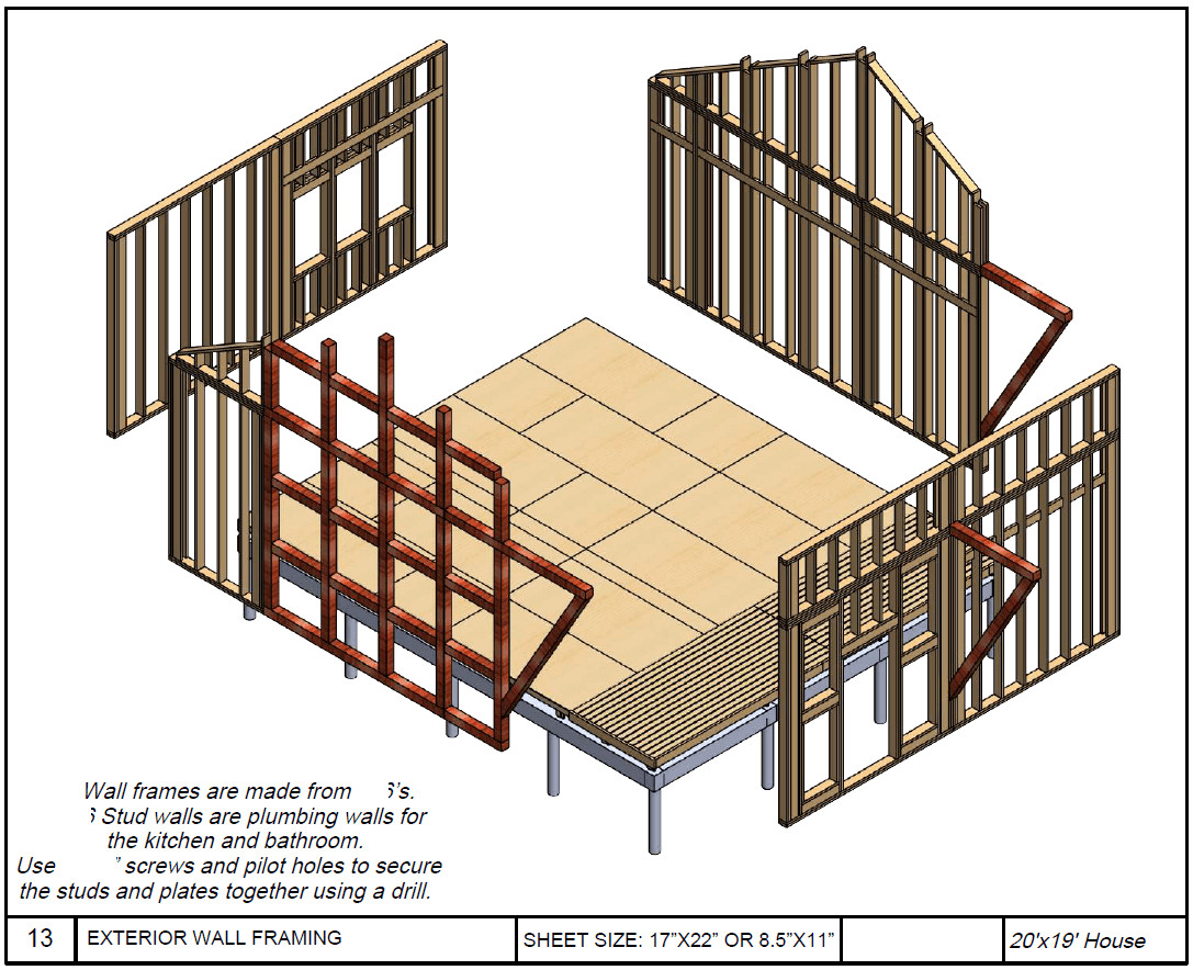 20’x25’ Cozy 2-Story Tiny House Cabin DIY Architectural Build Plans PDF Download