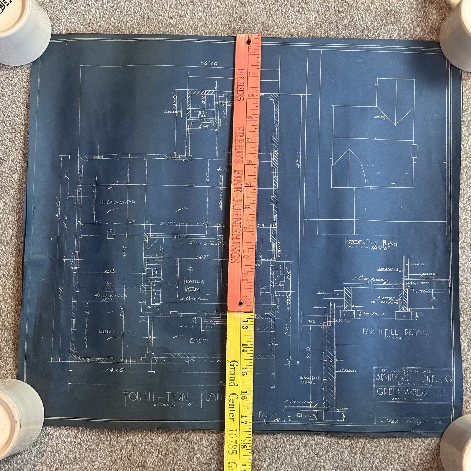 1950’s VTG Greenwood #6 Standard Homes Blueprints Raleigh NC Plan 4 Pages 3 Bed