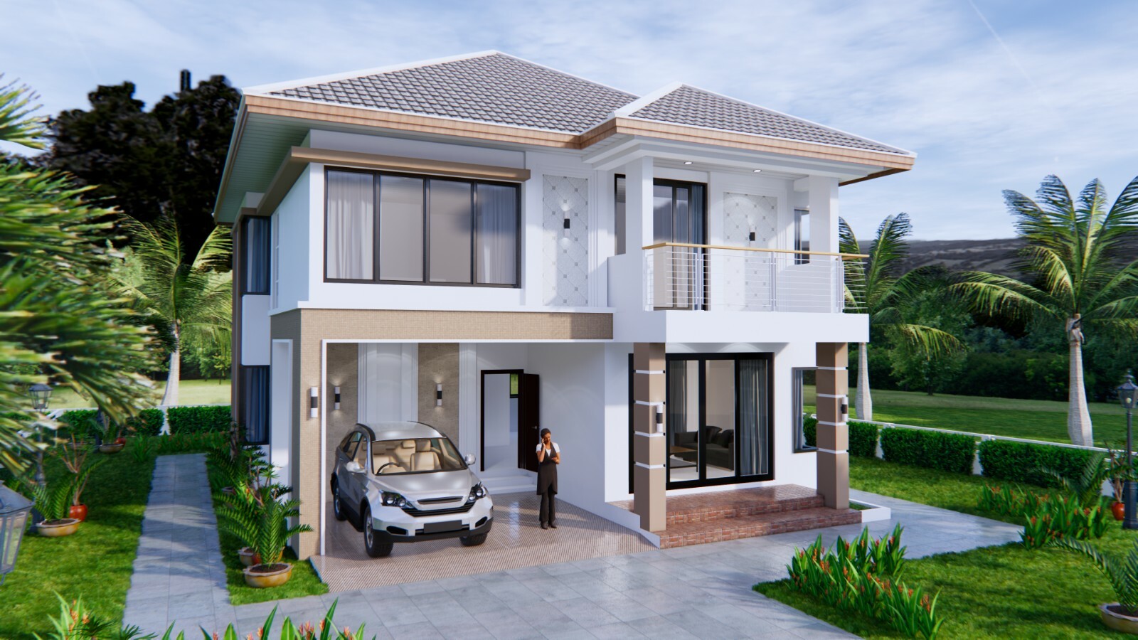 House Plans 30×36 Feet 9×11 Meter 4 Beds 3 Bath Hip Roof PDF Plan (A4 Hard Copy)