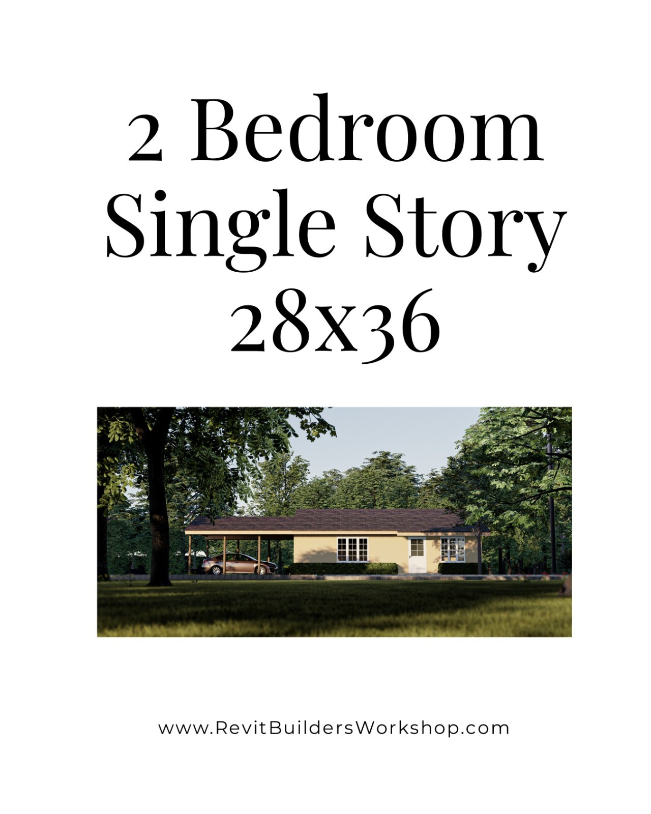 Tiny Home Plans – 2 Bedroom Single Story 28×36 1008sqft + Garage