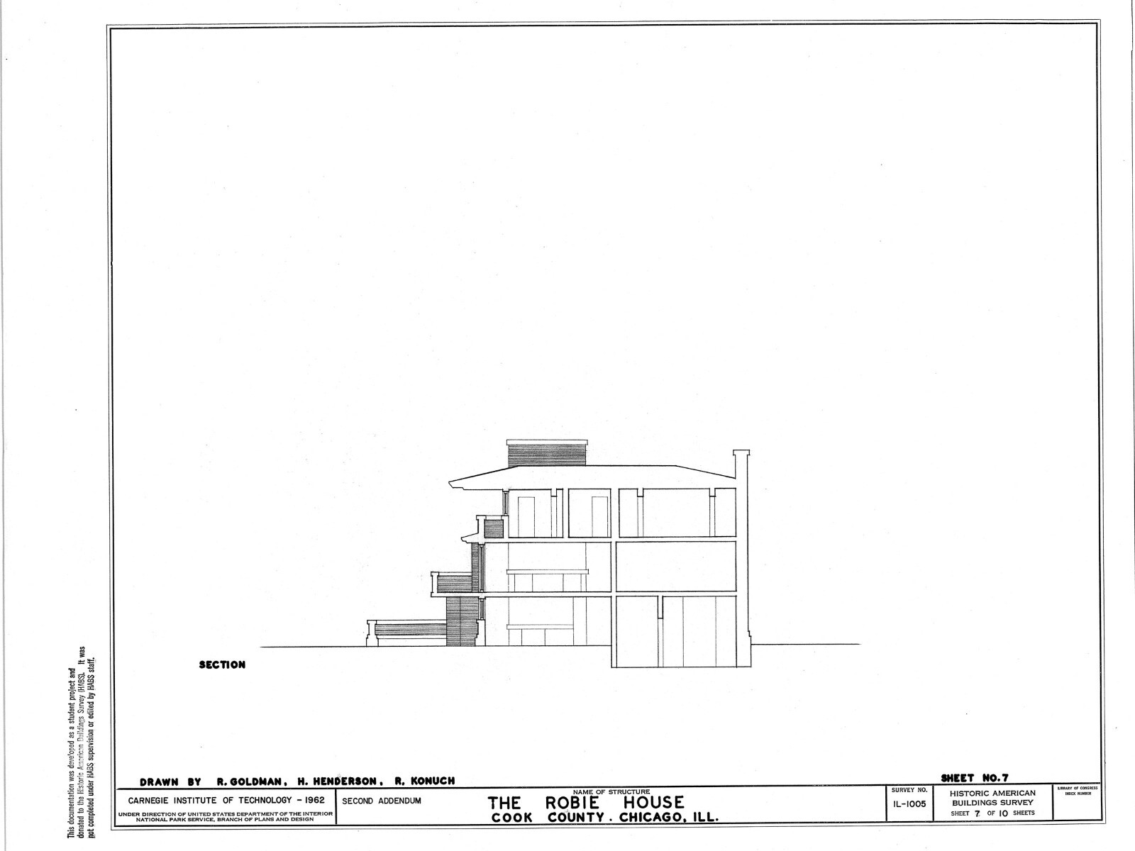 Frank Lloyd Wright Prairie Style Home – Robie House, 25 sheet set, PRINTED