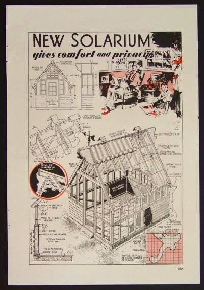 Solarium 8’x10′ 1937 How-To Build PLANS Wood & Canvas