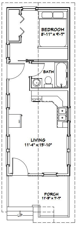 12×32 Tiny House — 384 sq ft — PDF Floor Plan — Model 1C