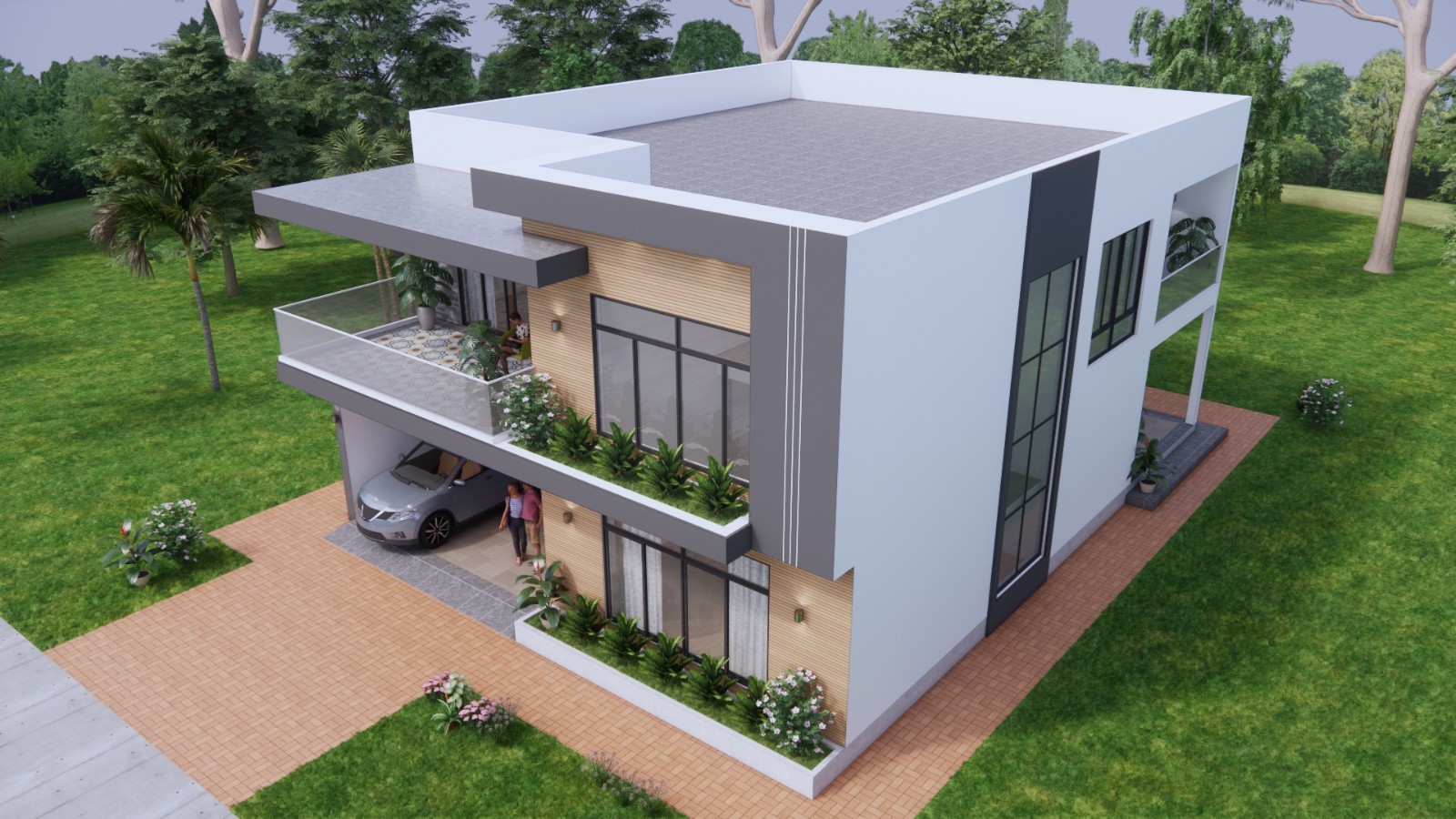 39×49 Ft House Design Plans 12×15 Meter 5 Bed 6 Bath Terrace Roof (A4 Hard Copy)