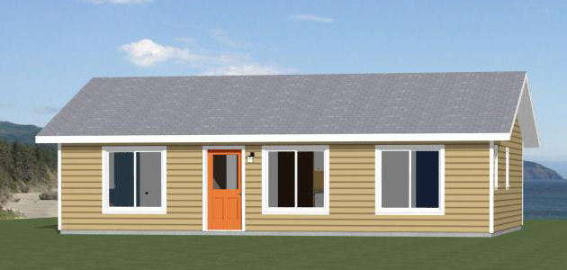 36×24 House — 3 Bedroom 2 Bath — 864 sq ft — PDF Floor Plan — Model 5