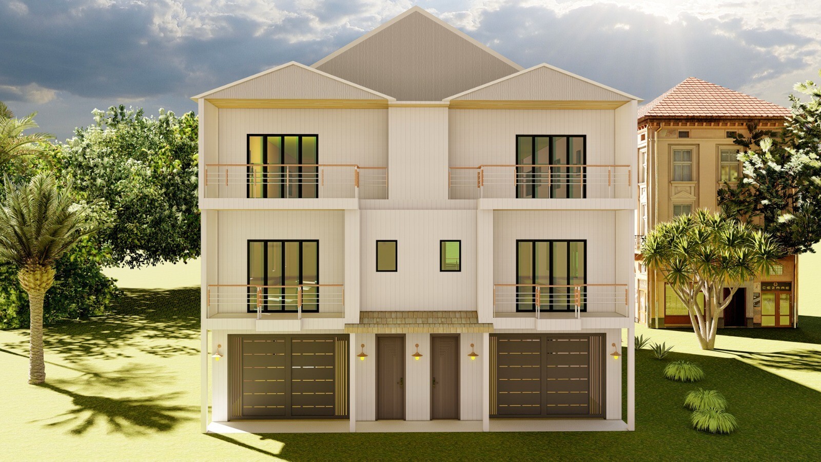 40’x55′ Duplex Plans: 4304 Sqft, 2 Units w/Garages, Elevators & Balconies