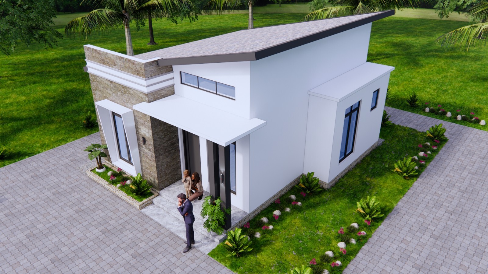23×26 Feet Small House Plan 7×8 Meter 3 Beds 1 bath Shed Roof PDF & A4 Hard Copy