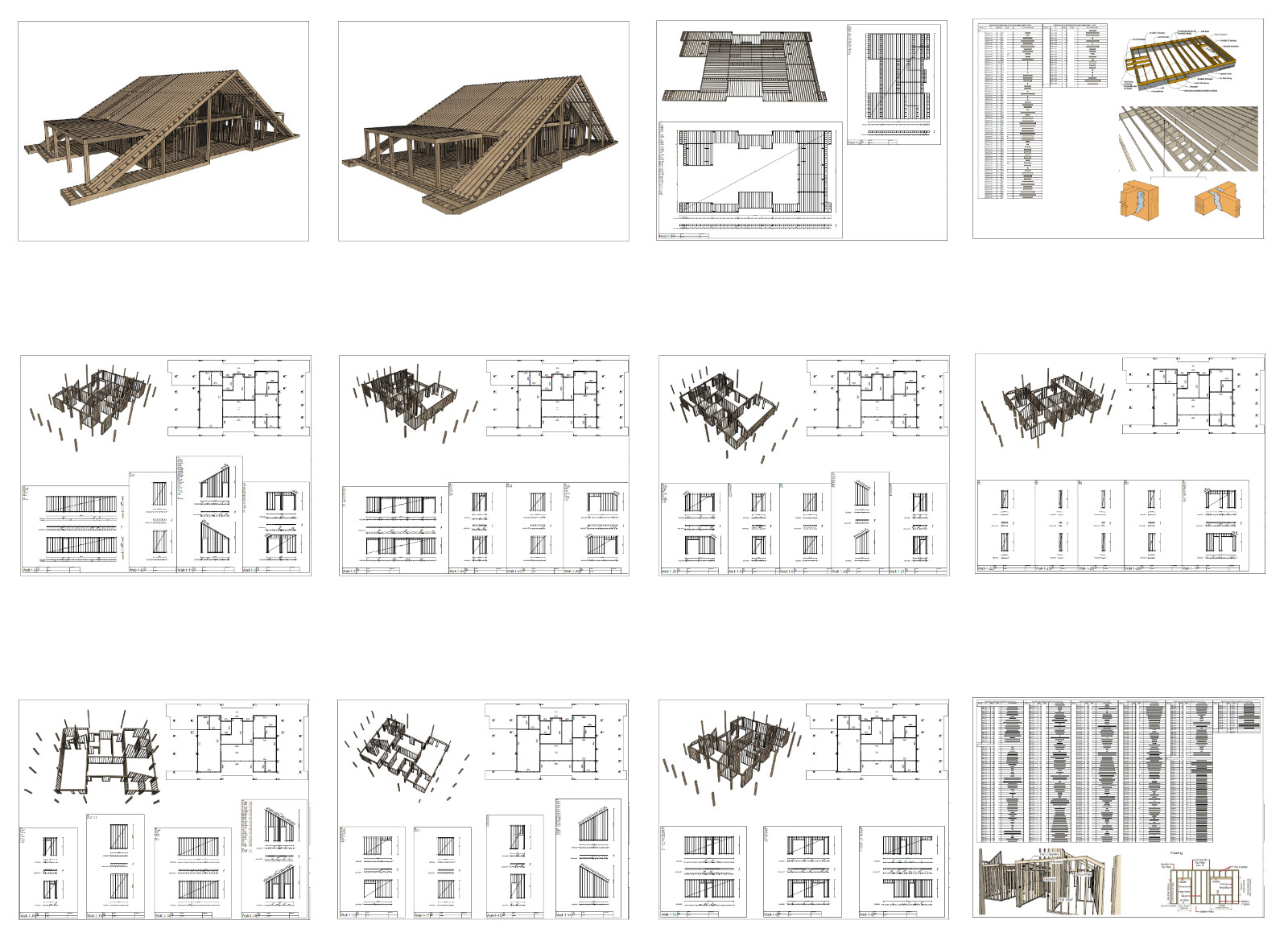 100’x54’ 4-Beds 4-Baths Charming A-Frame Architectural Build Plans PDF Download