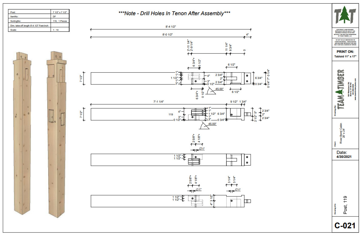 20′ x 24′ River Bend Cabin II Timber Frame Plan Set