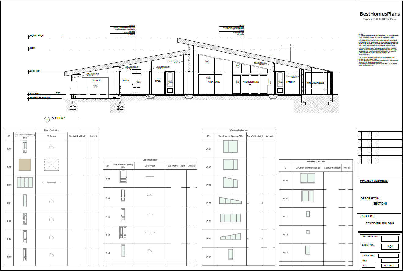 90’x55’ 3 Bed, 2 Bath Garage, Porch, Winter Garden Architect. Plans PDF Download