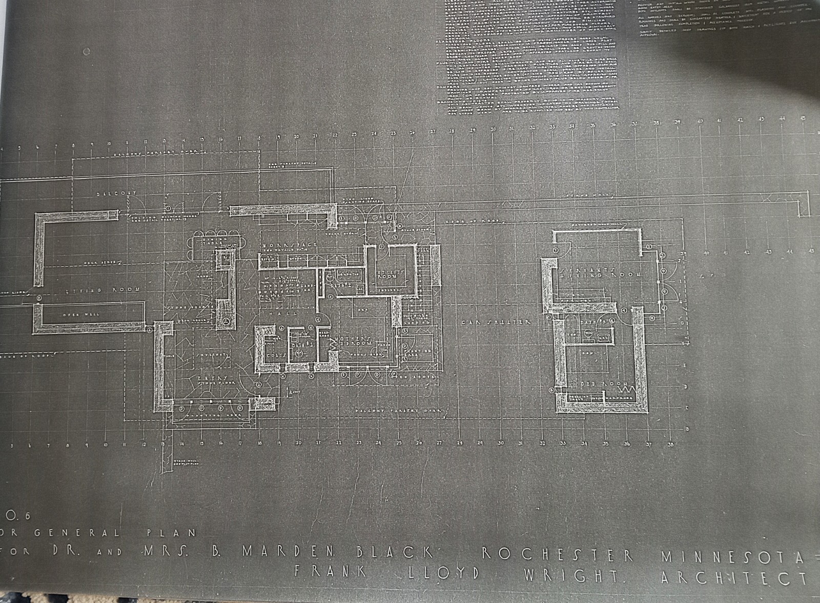 FRANK LLOYD WRIGHT : PROJECT FOR B. MARDEN BLACK , 1947 , ROCHESTER MINN.