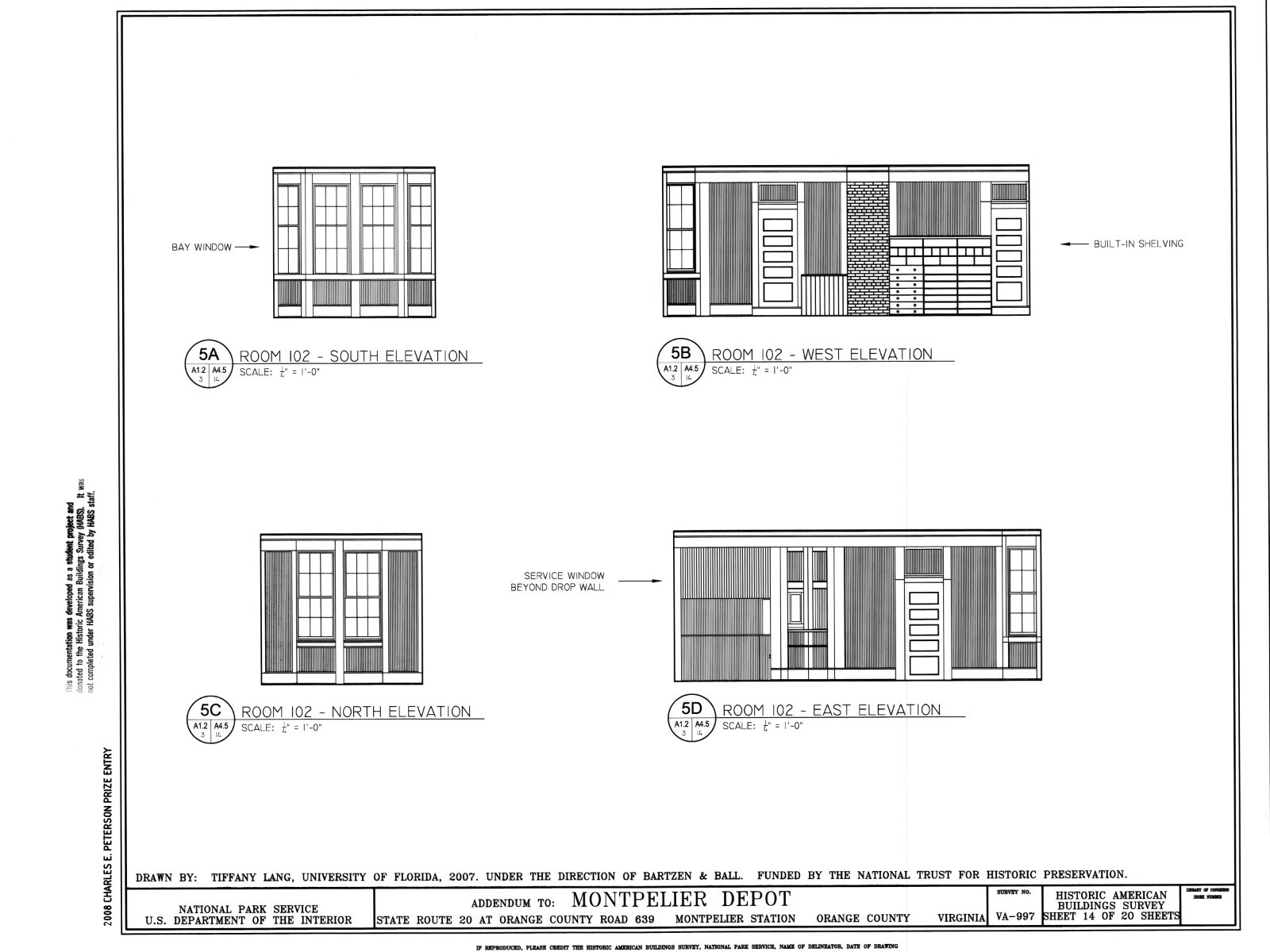 Southern Railroad Station, Montpelier, VA, architectural drawings, large set