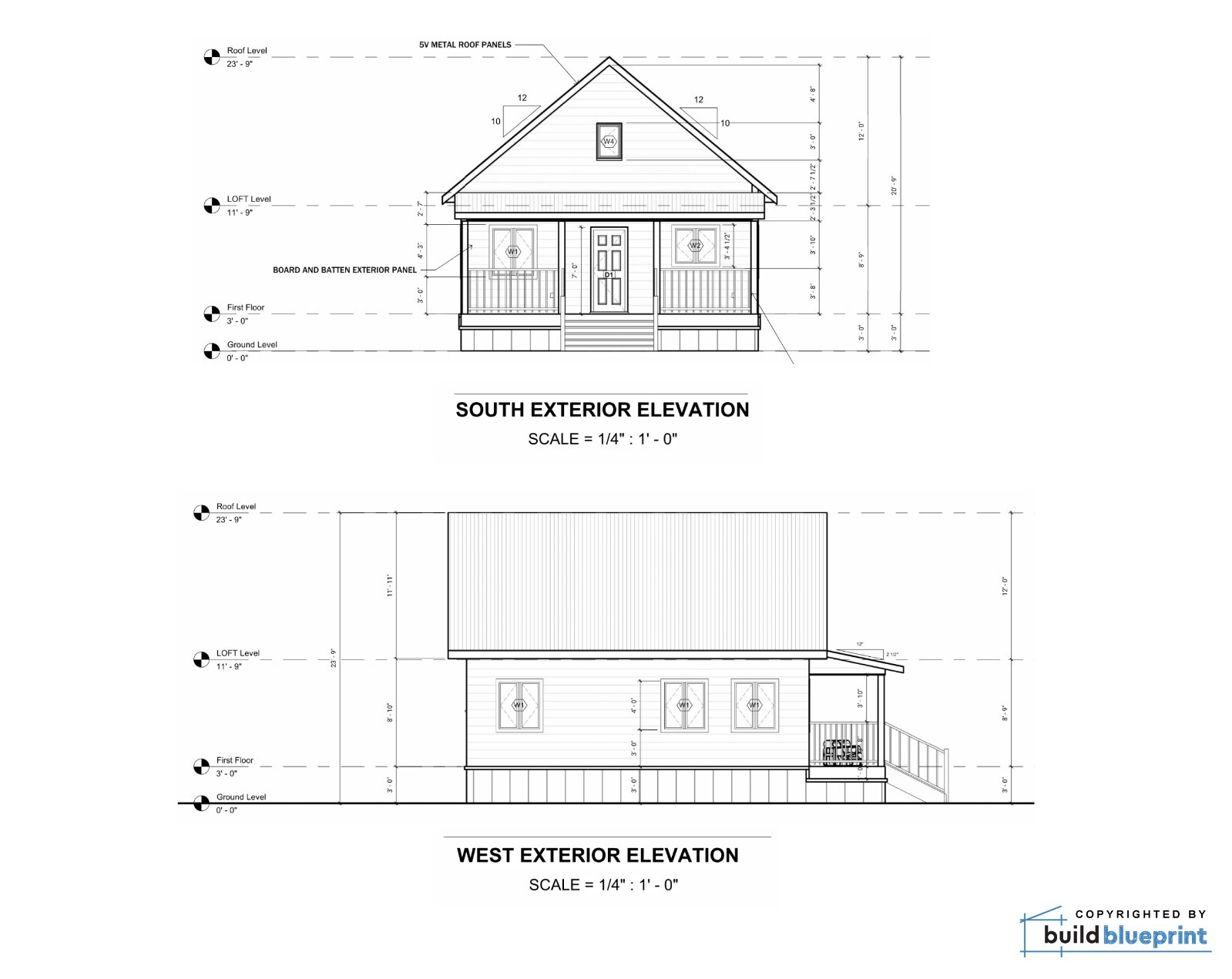 24 x 28 Modern Cabin w/ Loft Architectural & Construction Plans – PDF Download