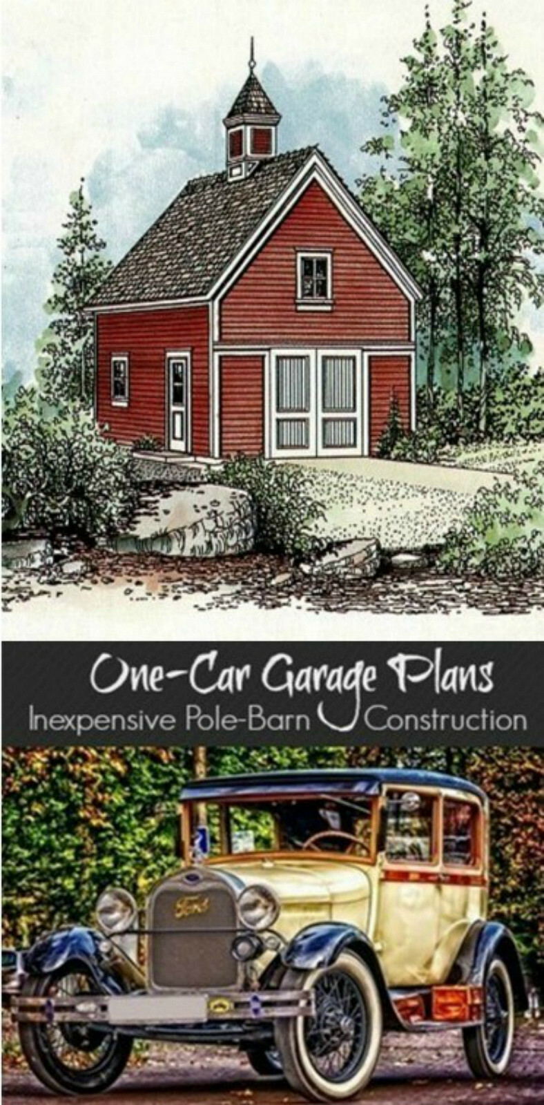 Mini Car Barn Plans with Lofts – 3 Different Sets of Pole-Barn Plans (G8)