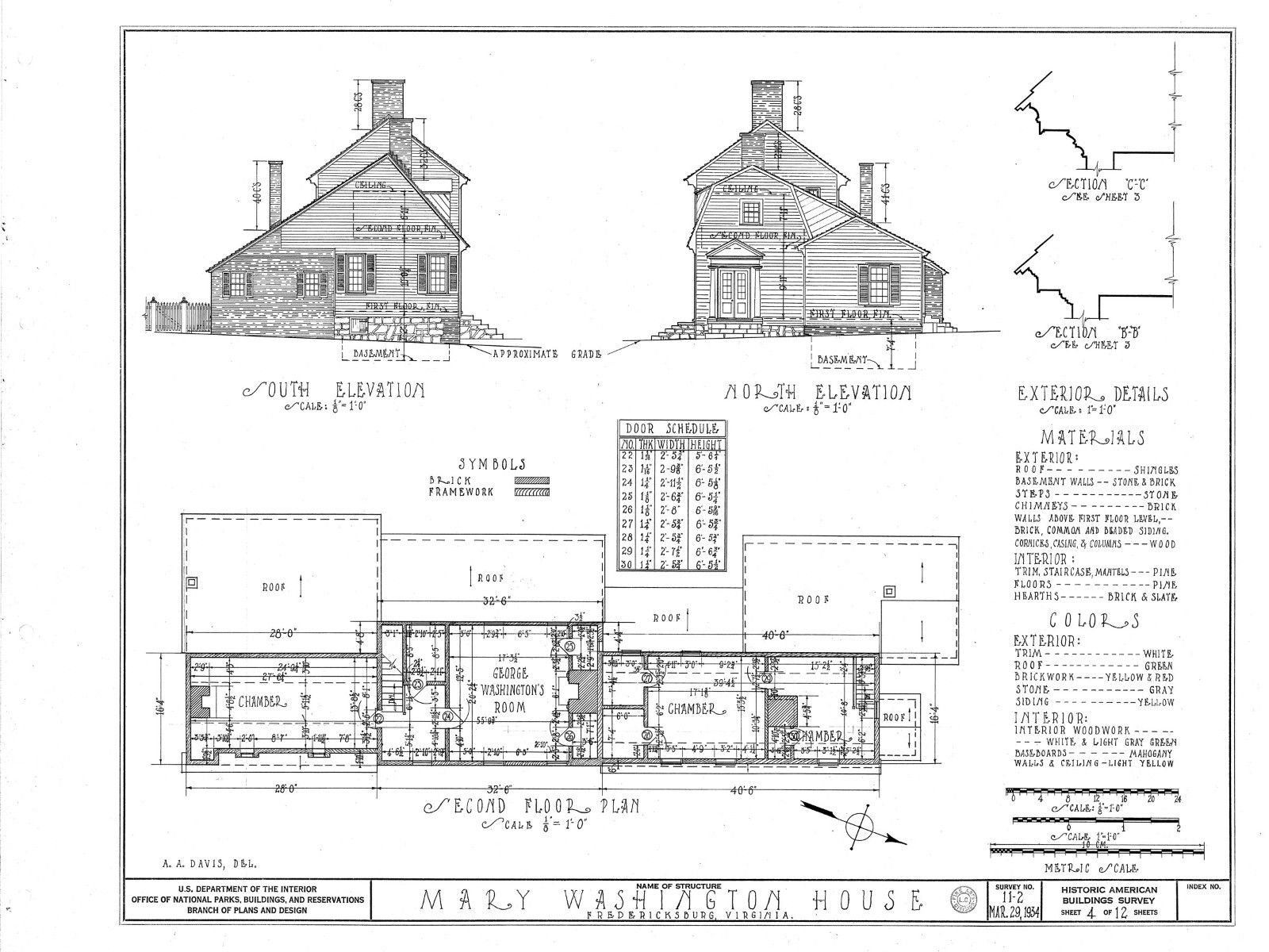 Mary Washington home, traditional colonial house, 4+ bedrooms, printed plans