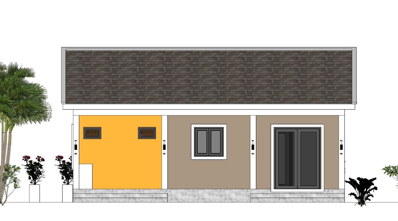 30×23 Feet Small House 9×7 Meter 2 Bed 1 Bath Gable Roof PDF Plan (A4 Hard Copy)