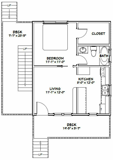 20×24 Duplex — PDF Floor Plan — 960 sq ft — Model 2