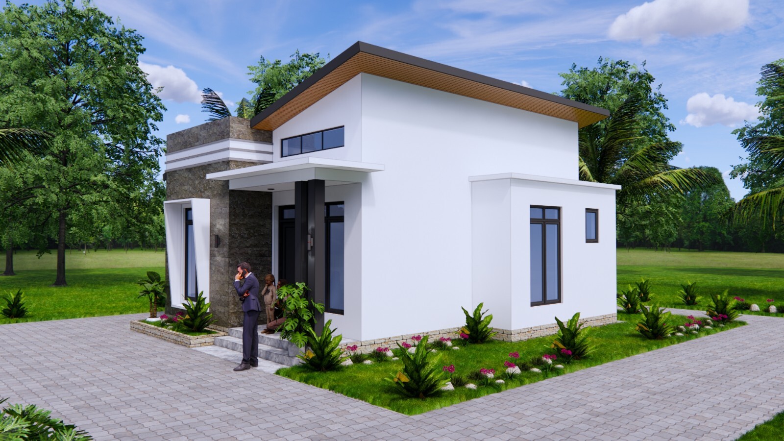 23×26 Feet Small House Plan 7×8 Meter 3 Beds 1 bath Shed Roof PDF & A4 Hard Copy