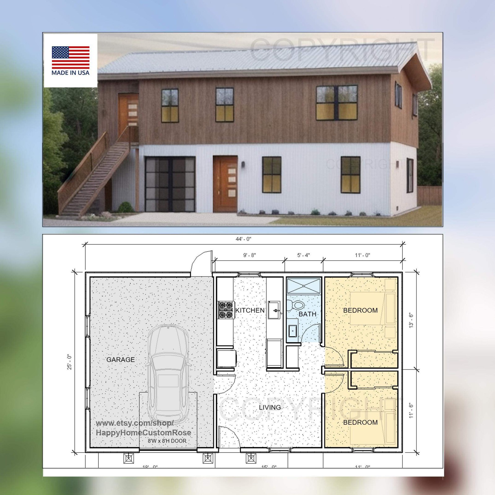 Maple two-level Duplex House Plan Design – 2200 SF – Modern Multifamily – Drawin