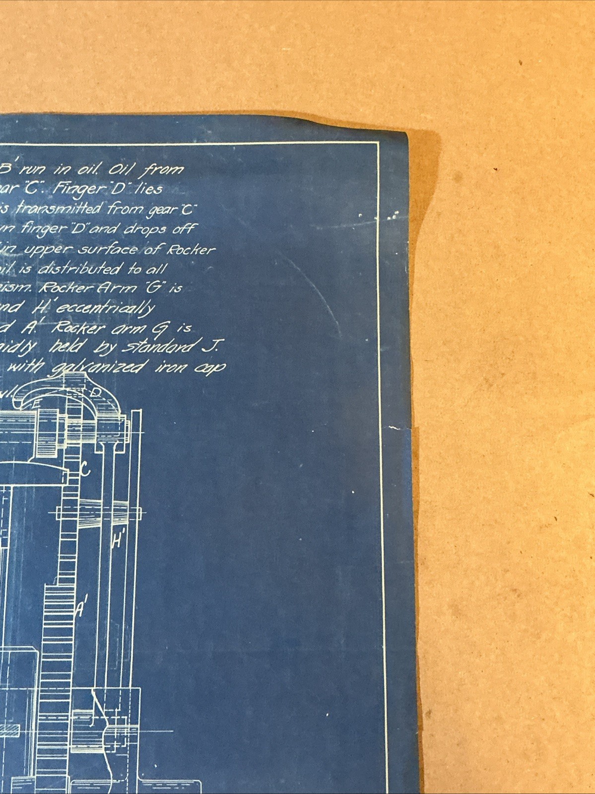 Early 1900s Blueprint For Wind Engine Heller Aller Co. Napoleon OH INV-AO14