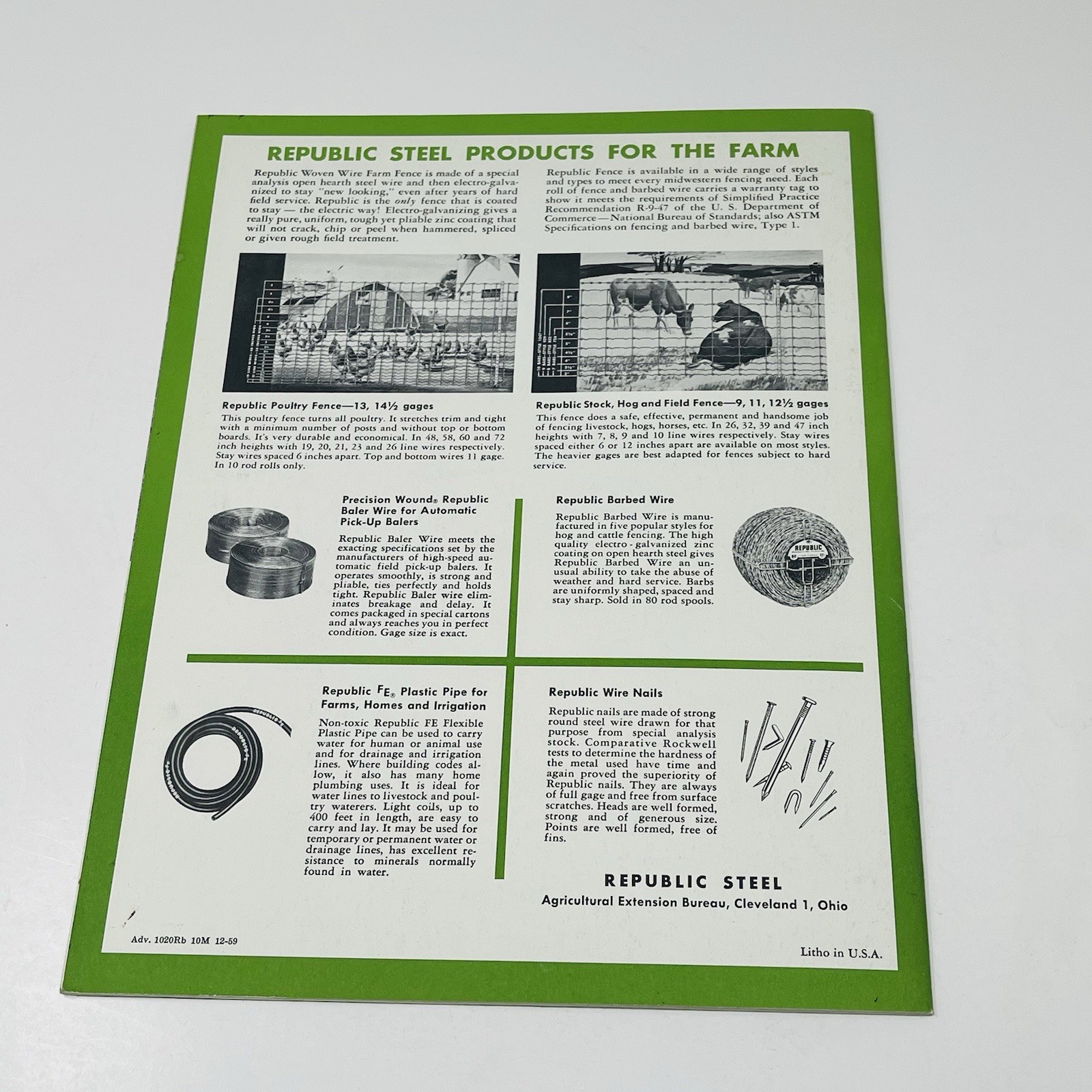 1959 Republic Steel Roofing On Farm Buildings Guide Manual Catalog Book Barn