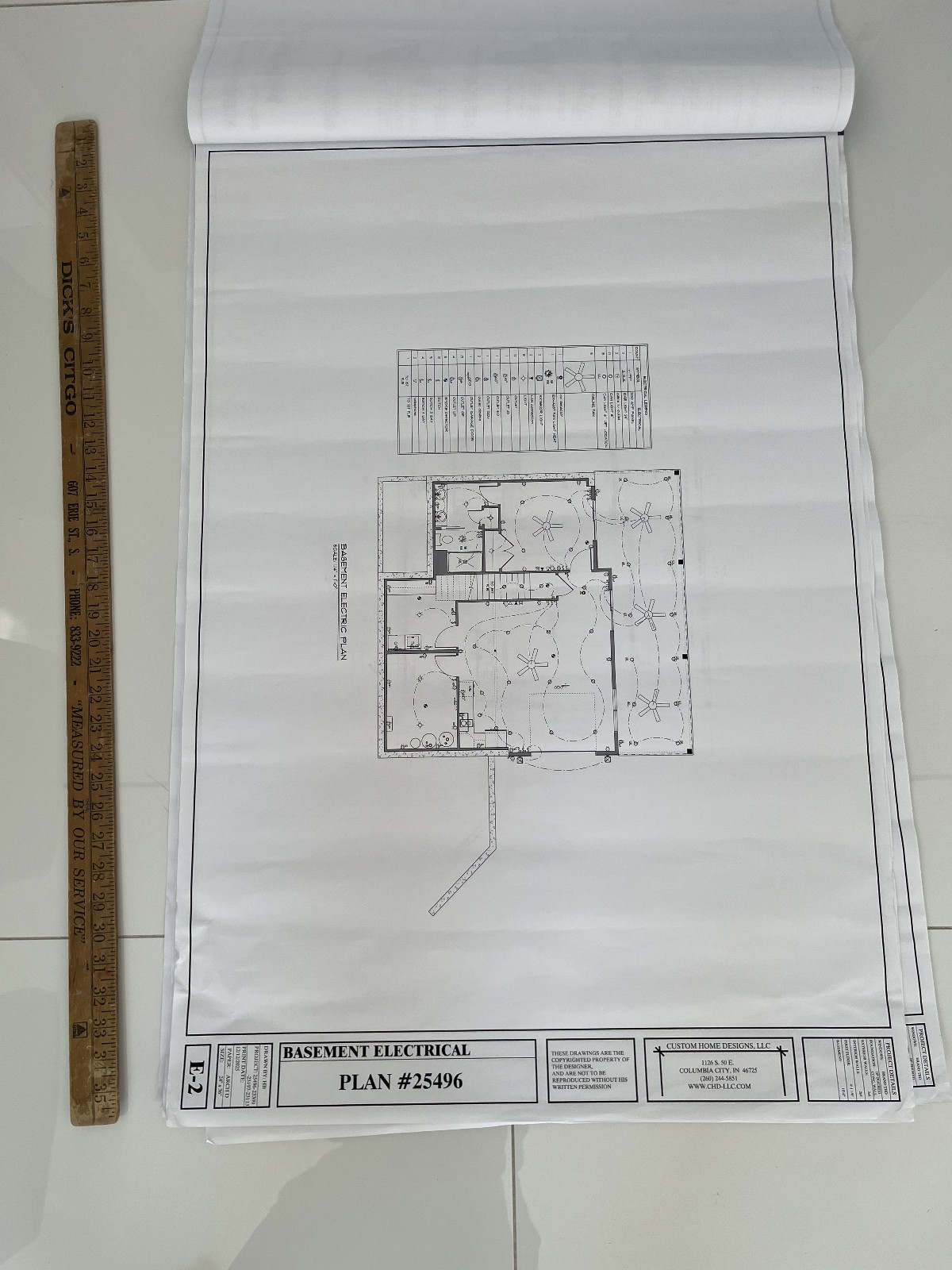 Set of Five (5) Three Page Architectural Drawings of Basement Plans Foundation