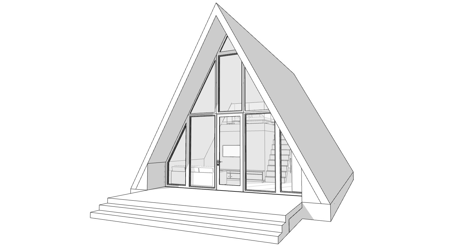 23’x41’ 1 Bed 1 Bath Modern A-Frame Cabin Architectural Build Plans PDF Download