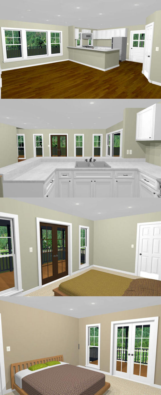 24×24 House — 2 Bedroom — 1.5 Bath 1,038 sq ft — PDF Floor Plan — Model 3H