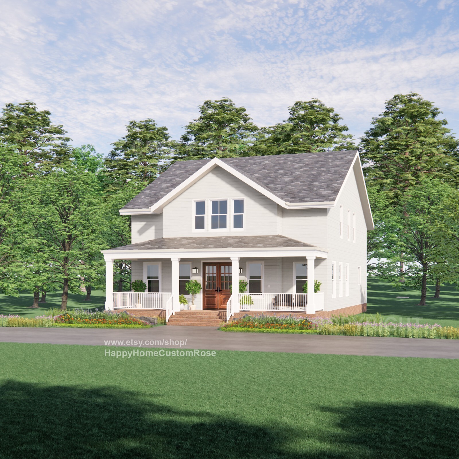 Tall Oak Southern Living Farmhouse – 4 Bed 4 Bath – 58×35′ – Drawings Blueprints