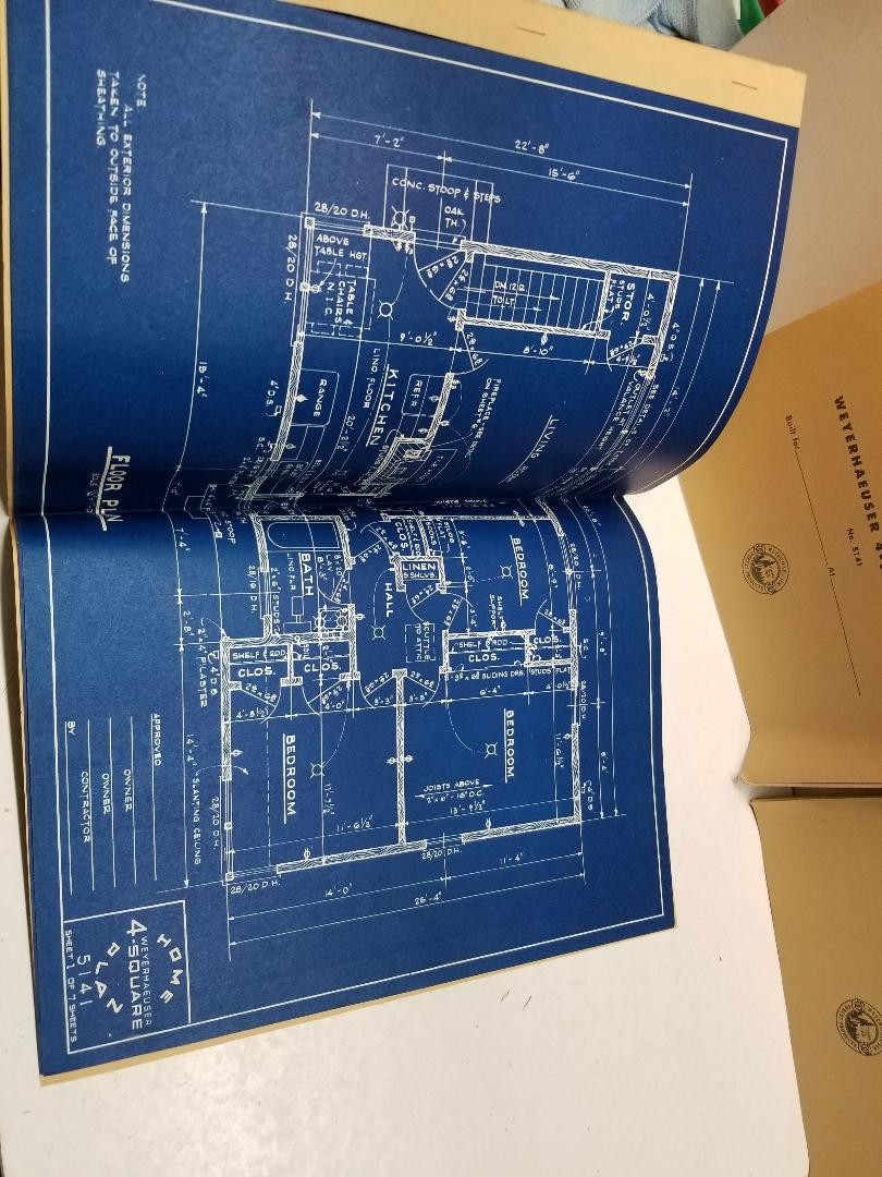 WEYERHAEUSER 4-SQUARE HOME DESIGN PLANS No 5141 COMPLETE 1950s ARCHITECTURE